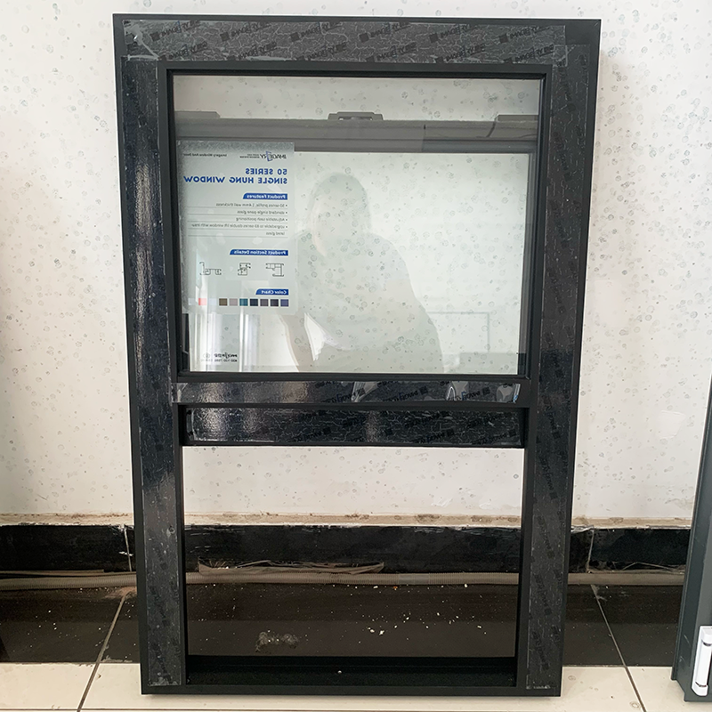 Modern Style Soundproof Ventilation Tempered Glass Aluminum Single Hung Window for Bathroom
