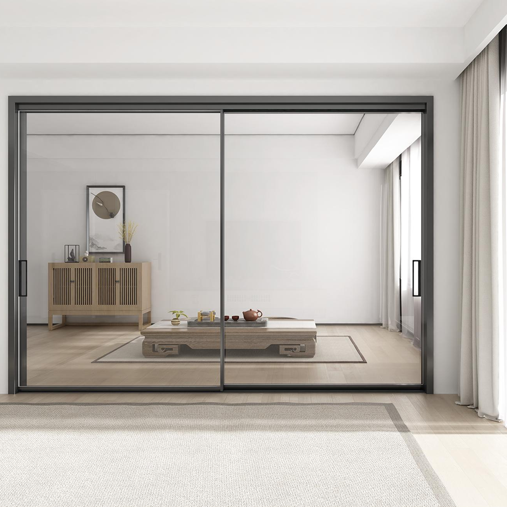 Modern Concealed Frame Aluminum Sliding Door Crittall Style Soundproof Thermal Insulation Double Glazing Tempered Wine Cellar