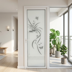 Commercial Anti Mold Waterproof Modern Minimalist Glass Aluminum Frame Bathroom Door for Home