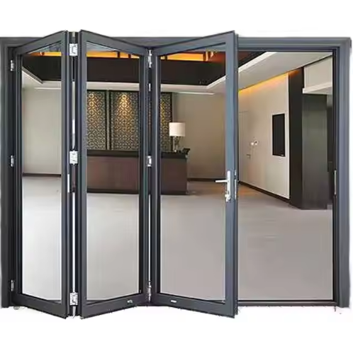 Heavy Duty Modern Design Thermal Break Aluminum Accordion Door Foldable Bifold Retractable Fly Screen Finished Surface
