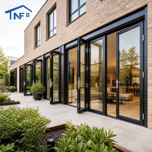 Simple Design Customized Hinged Door Double Tempered Glass Swing French Casement Doors Grills Wood Clad Aluminum Thermal