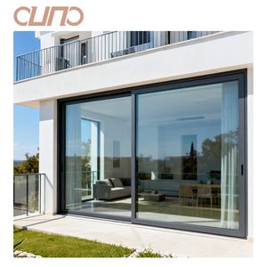 OUNA Great View Luxury Double Tempered Safety Glass Slim Bezel Frame Lift Sliding Doors Aluminum Sliding Patio Door