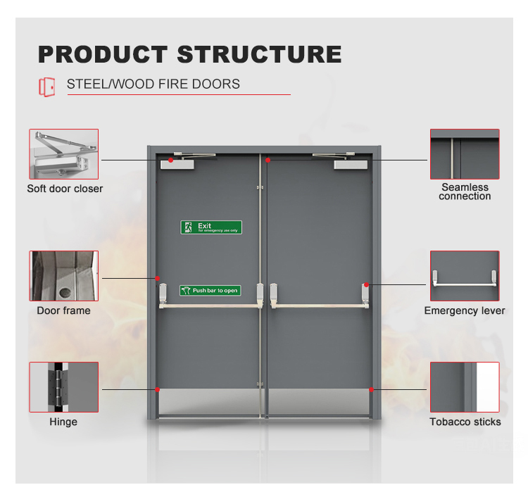 Aluminum Frameless Glass Door | Modern Fire Prevention Design Finished Surface for Balcony/Indoor Room Divider Commercial Use