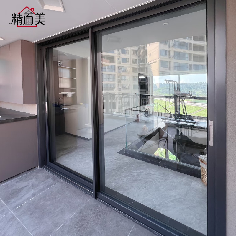 Two Panel Side By Side Sliding Door Space Saving Aluminum Alloy Frame Two Pane Tempered Glass Windproof Balcony OEM ODM Bulk