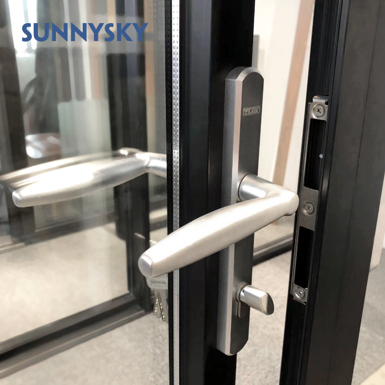 Sunnysky NFRC Steel Look Swing Glass French Doors Thermal Break Aluminum Casement Crittall Door Hinged Patio Partition Doors