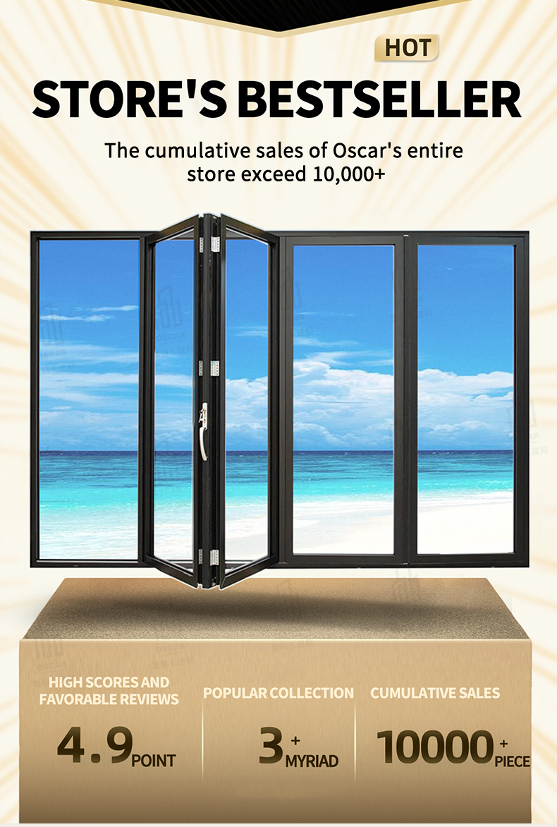 Aluminum Glass Folding Bifold Panel Door Cottage Interior Ideal European Homes and Small Spaces Folding Door
