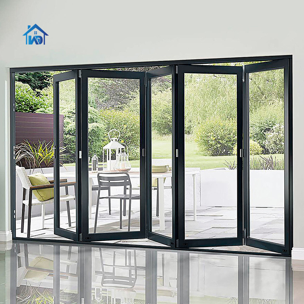 Modern Design Large Triple Glass Bi Fold Aluminium Vertical Sliding Folding Window Door Hurricane-Proof Impact Folding Aluminum