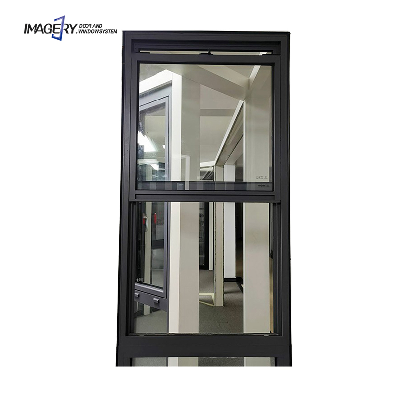 Imagery Classic Popular Style Soundproof Single Hung Aluminum Vertical Sliding Window for House Use