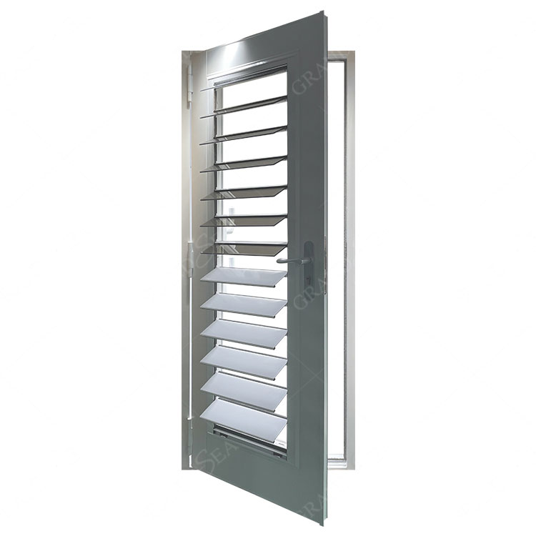 Caribbean Hurricane Proof Aluminum Framed Ventilation Adjustable Glass Louvered Jalouise Front Entry Door for Sale