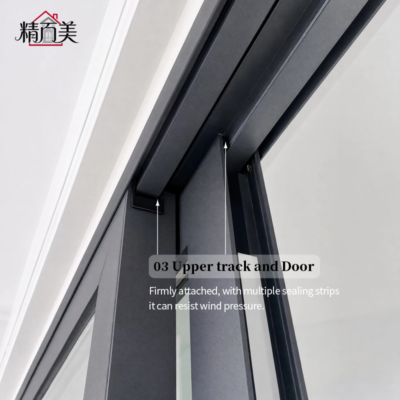 Customized Multiple Sealing Strips Wind Pressure Resistant 180 Degree Handle Rotation Aluminum Lift And Slide Door For Exterior