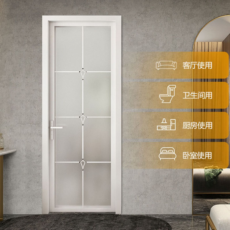 High Quality Minimalist Design Interior Hotel Home Bathroom Aluminum Glass Door With Lock