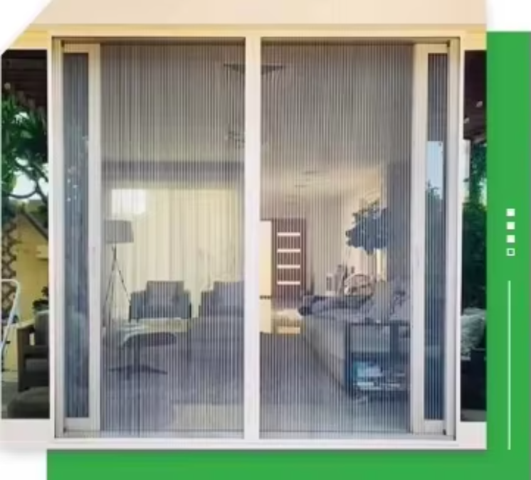 Aluminum Alloy Frame Pleated Mesh Folding Screen Doors Blinds Components Patio Insect Sliding Fly Screen Door