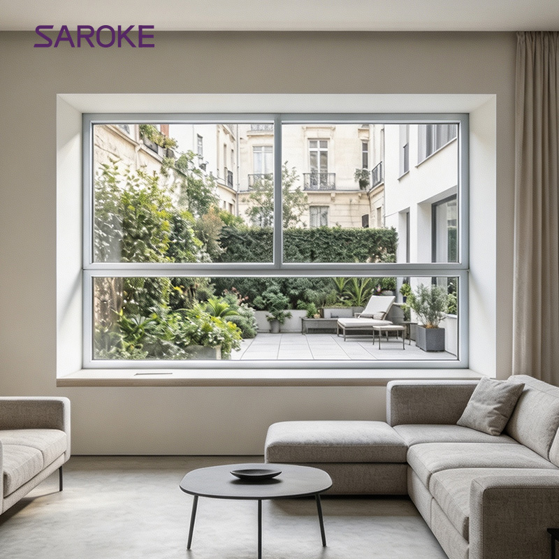 Thermal Insulated Simple Design White Aluminum Sliding windows for Living Room