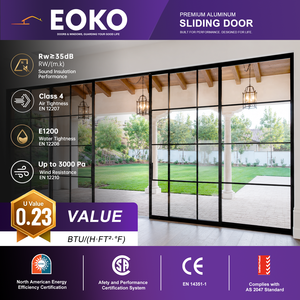 EOKO French Style Aluminum Sliding Door EN-14351 Certified Frosted Double Glass Interior Sliding Glass Door for Hotel Bedrooms