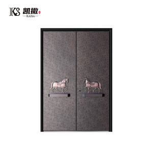 Modern Double Aluminum Door with Concealed Hinges High Security Thermal Break Fire Rated, Anti-Burglar Custom for Luxury Villa