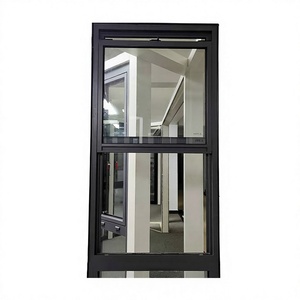 Modern Aluminum Single Hung Window Sliding Vertical Opening Tempered Glass Powder Coated Waterproof for Home Building