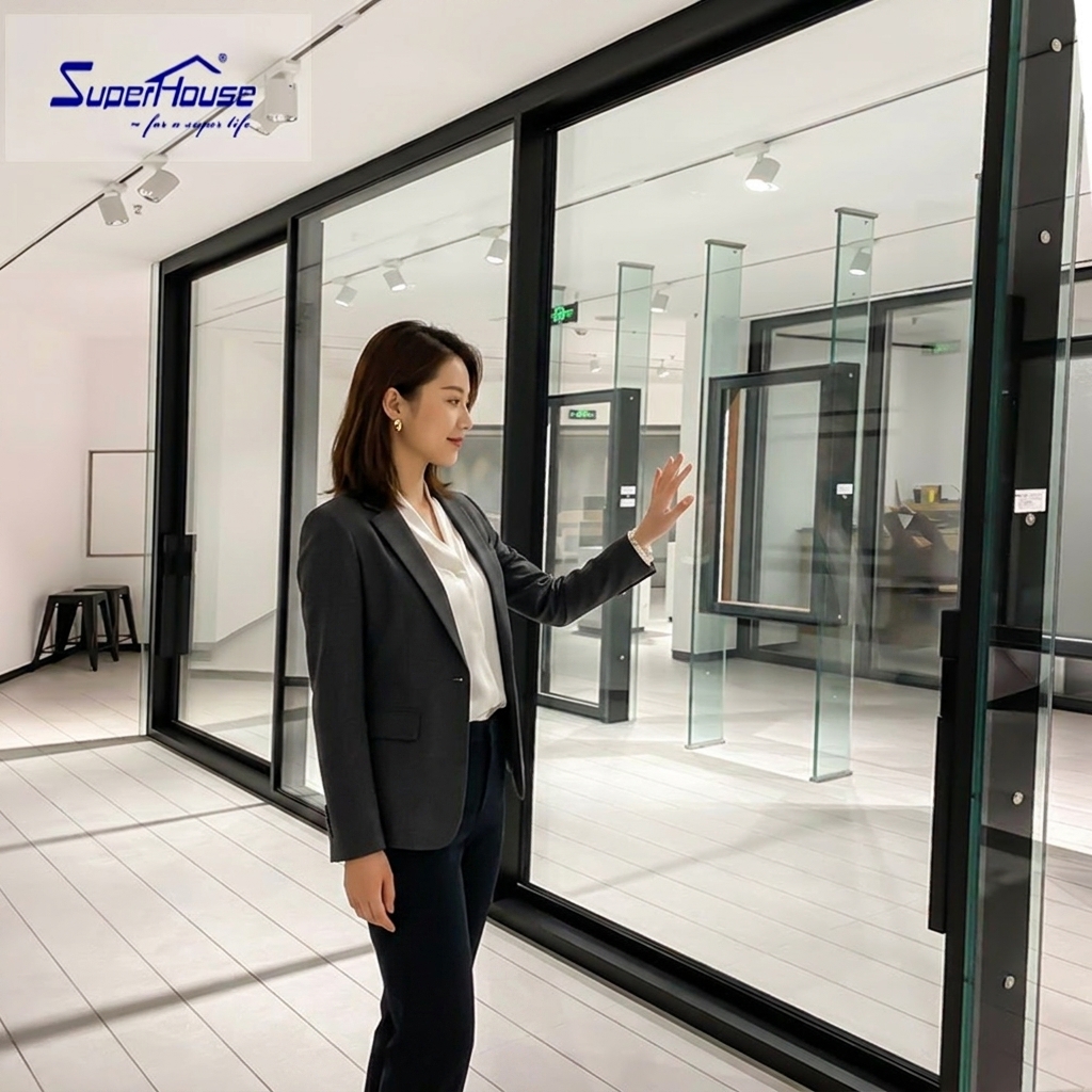 For Modern Black Aluminum Alloy French Design Double Glazed Tempered Glass Sliding Door 5-Year Warranty for Interior