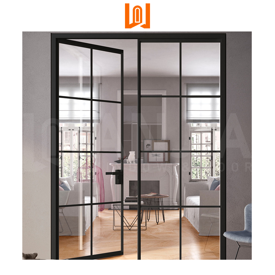 Crittal Style Aluminium French Doors Bedroom Double Glass Swing Casement Doors Aluminum Front Entry Door