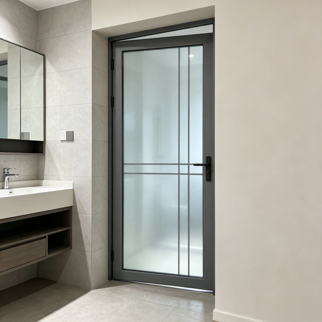 Factory Supply Aluminum Framed Casement Door Privacy Glass Swing Door Custom Size For Residential Villa Wet Area