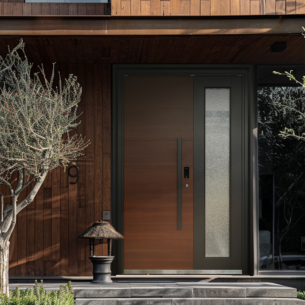 High-end Design Amti-burglary Aluminum Wooden Security Entry Door Metal Door Armoured Door For Luxury Villa Hotel