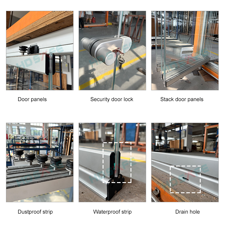 HDSAFE 8/10mm Frameless Glass Bi Folding Door Aluminum Track Waterproof Glass Partition Door Window for Balcony Terrace Indoor