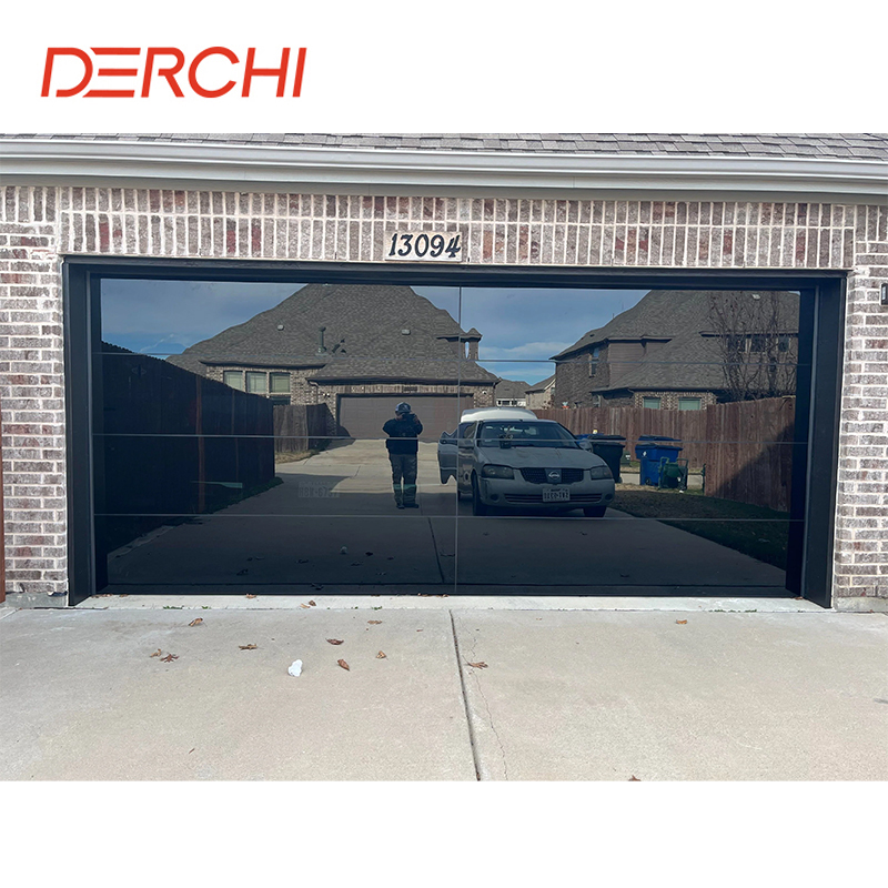 DERCHI Customized Glass Panel Aluminum Frame Insulated Clear Glass USA Garage Doors for Houses