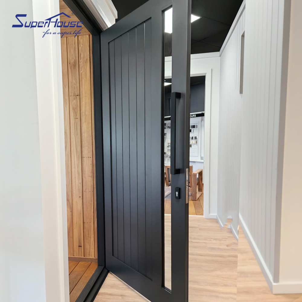 Minimalist Glass Light Offers Outdoor View Security Aluminum Entrance Door