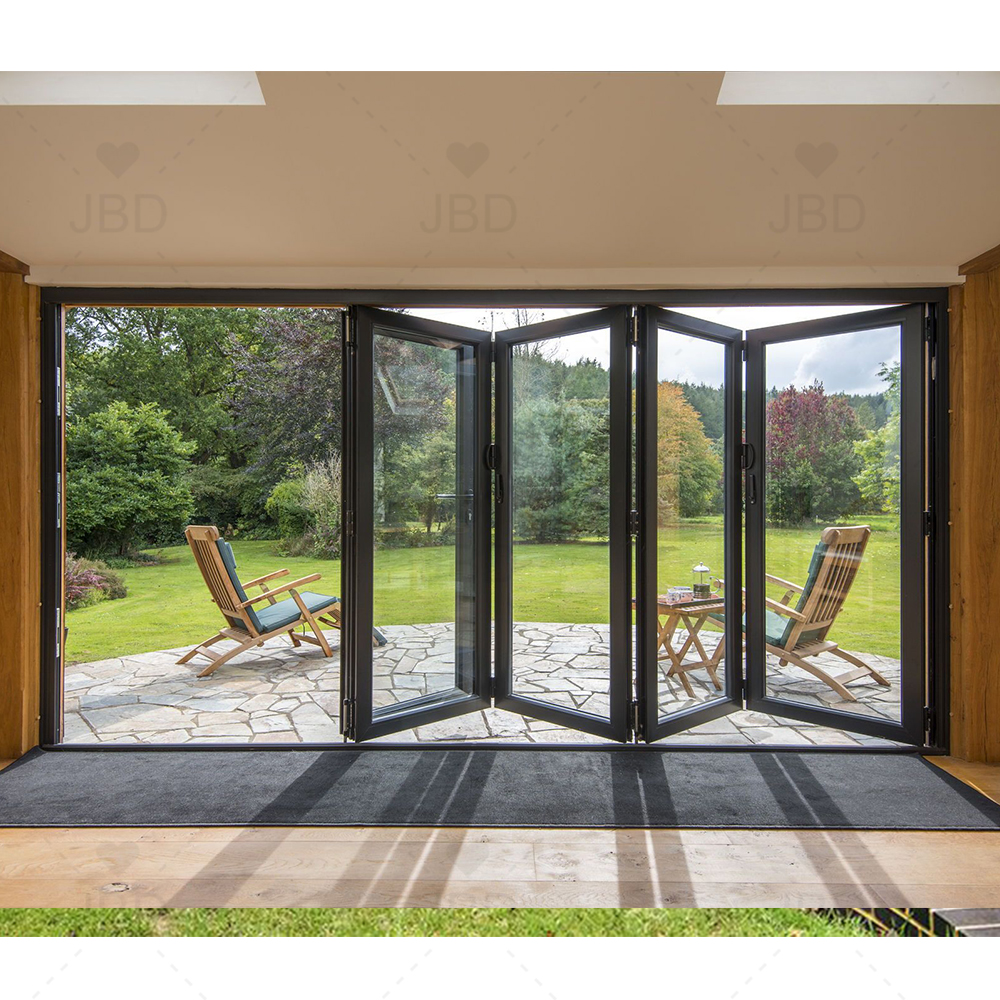 Competitive Price Custom Aluminum Bifold Doors Vertical Outdoor Folding Garage With Modern Design Grill Options Sizes