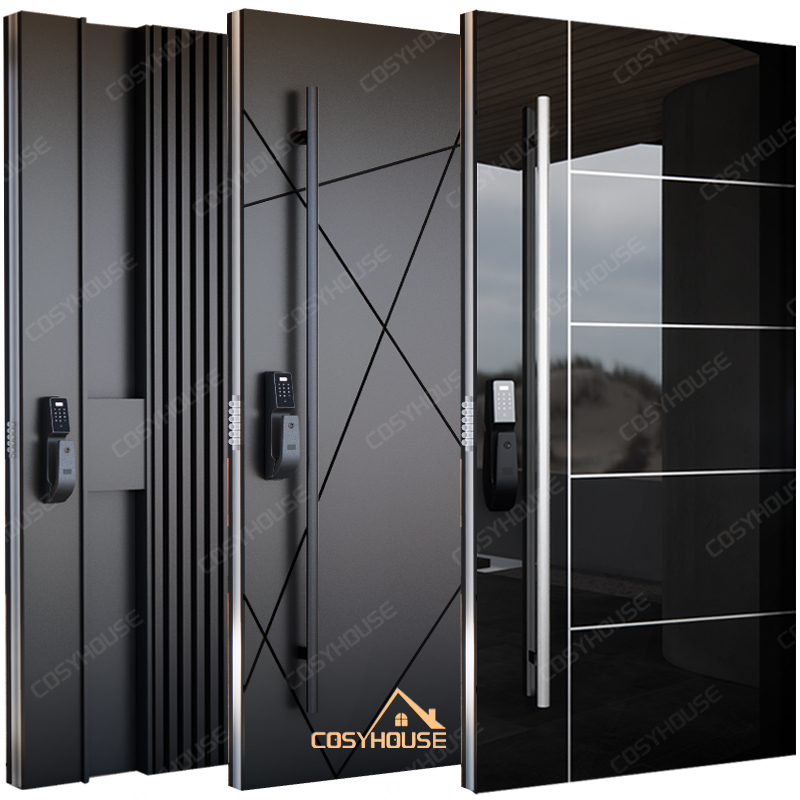 Steel Security Door Exterior Front Entry Door for House Villa Apartment with Custom Lock System