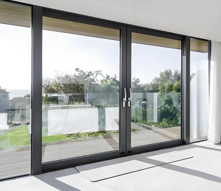 Modern Frame Black Aluminum Double Glazed Tempered Glass Patio Sliding Door Hurricane Impact Sliding Patio Doors