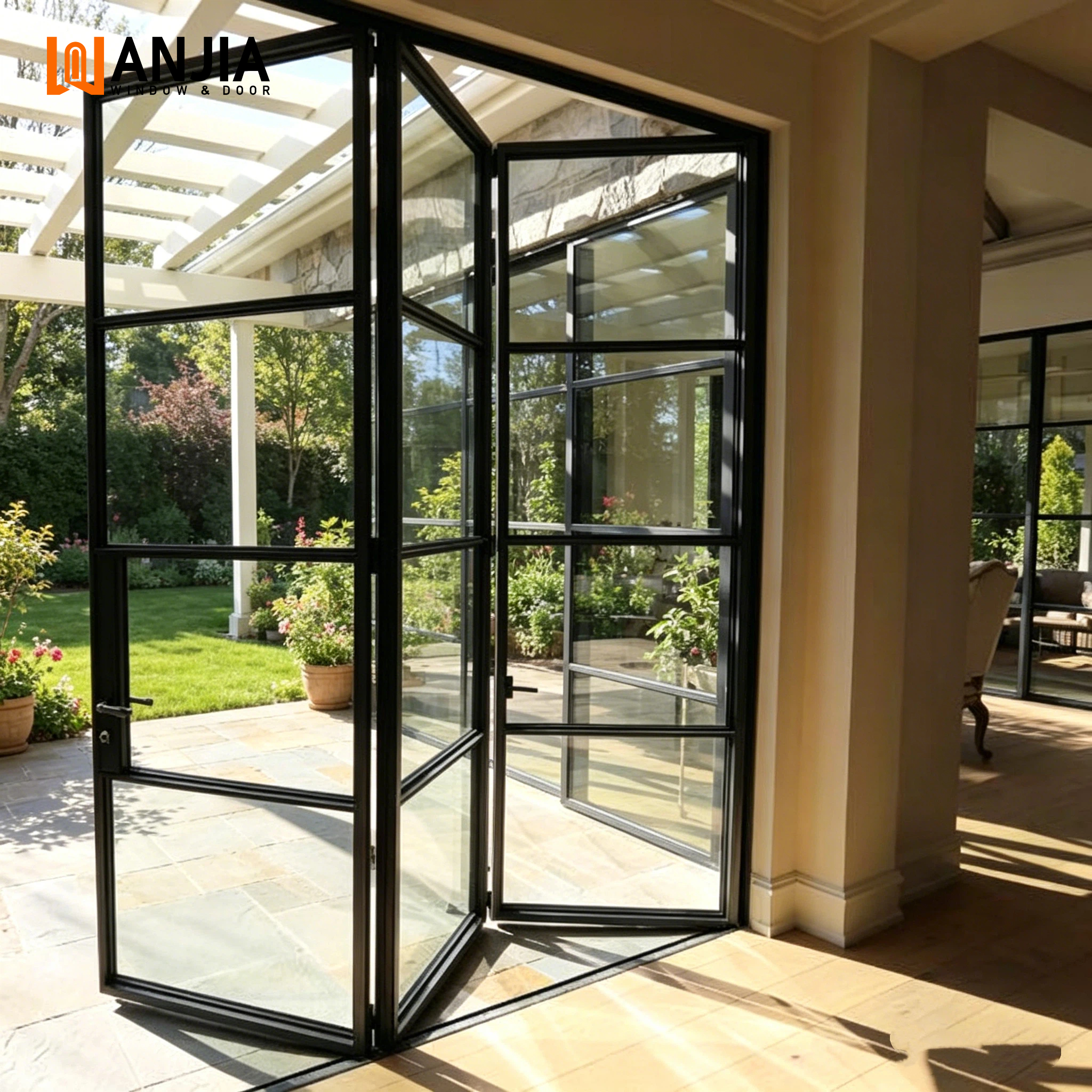 Soft Close System Interior Folding Door House Custom Size Lift and Folding Door Aluminum Frame Glass Bifold Door