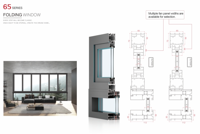 Low E Double Glass Aluminum Black Frame Bifold Windows NFRC Modern Exterior Garden American Bar Folding Window