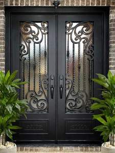 Thermal Insulated Wrought Iron Double Entry Door with Weather Stripping