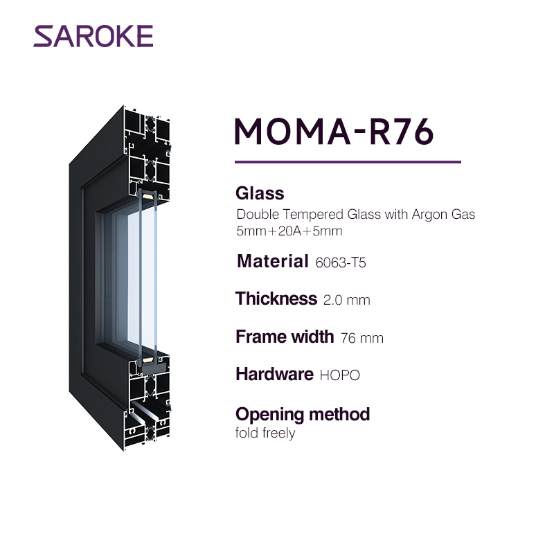 Villa Waterproof Custom 6 Panels Aluminum Glass Alloy Frame Folding Door for Outdoor