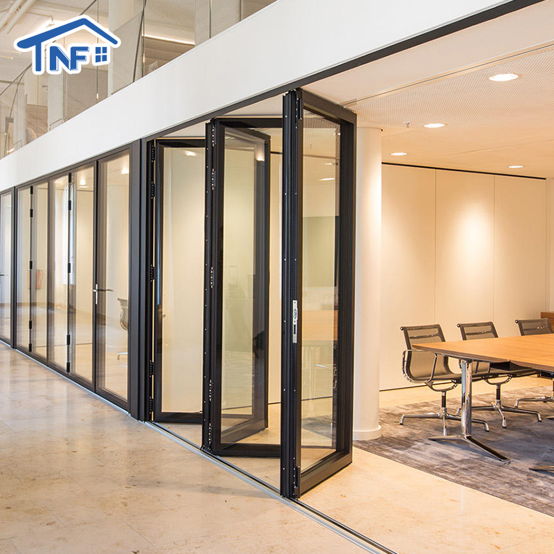 OEM NFRC Waterproof Thermal Break Aluminum Outdoor Exterior Stacking Bi-fold Accordion Folding Sliding Patio Door Bifold Door