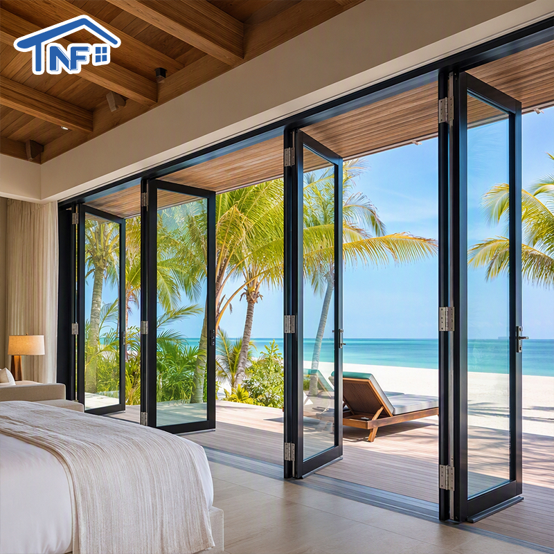 Simple Design Customized Hinged Door Double Tempered Glass Swing French Casement Doors Grills Wood Clad Aluminum Thermal