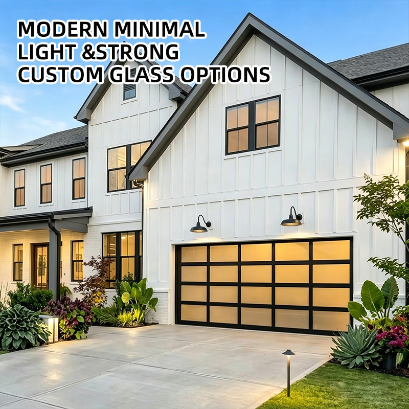 Hot Sale Wholesale 8x8 Modern Finished Long Service Life Thermal Insulated Stable Full-view Aluminum Glass Garage Door for Home