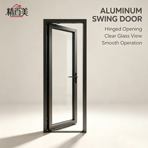 Powder Coated Energy Saving Noise Reduction Manual Control Custom Size High Security Modern Aluminium Glass Swing Door