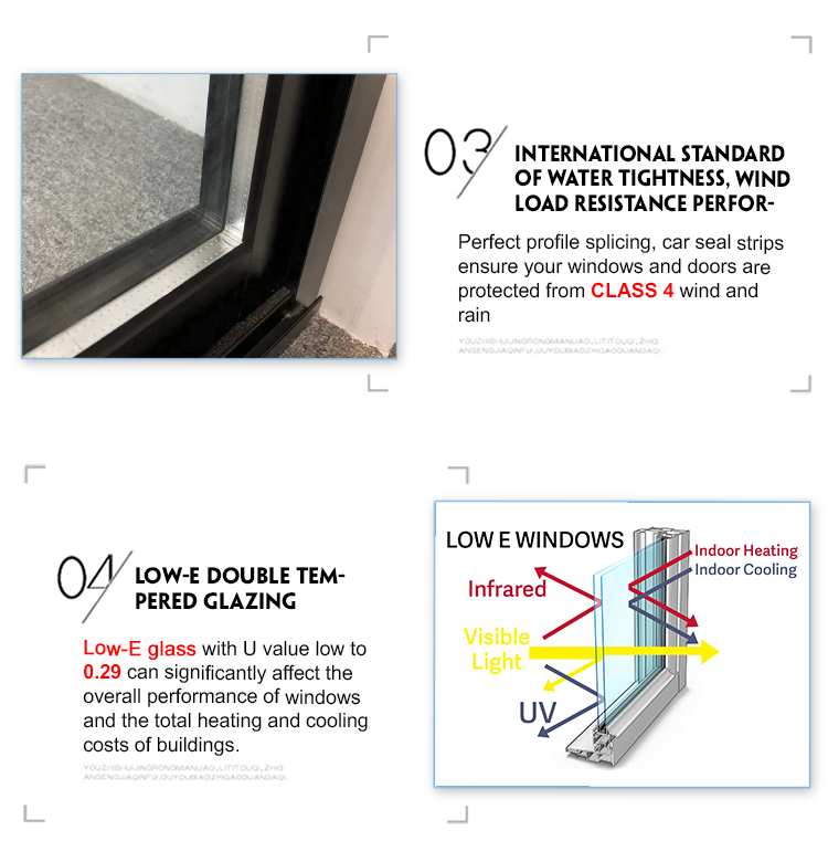 Low E Double Glass Aluminum Black Frame Bifold Windows NFRC Modern Exterior Garden American Bar Folding Window