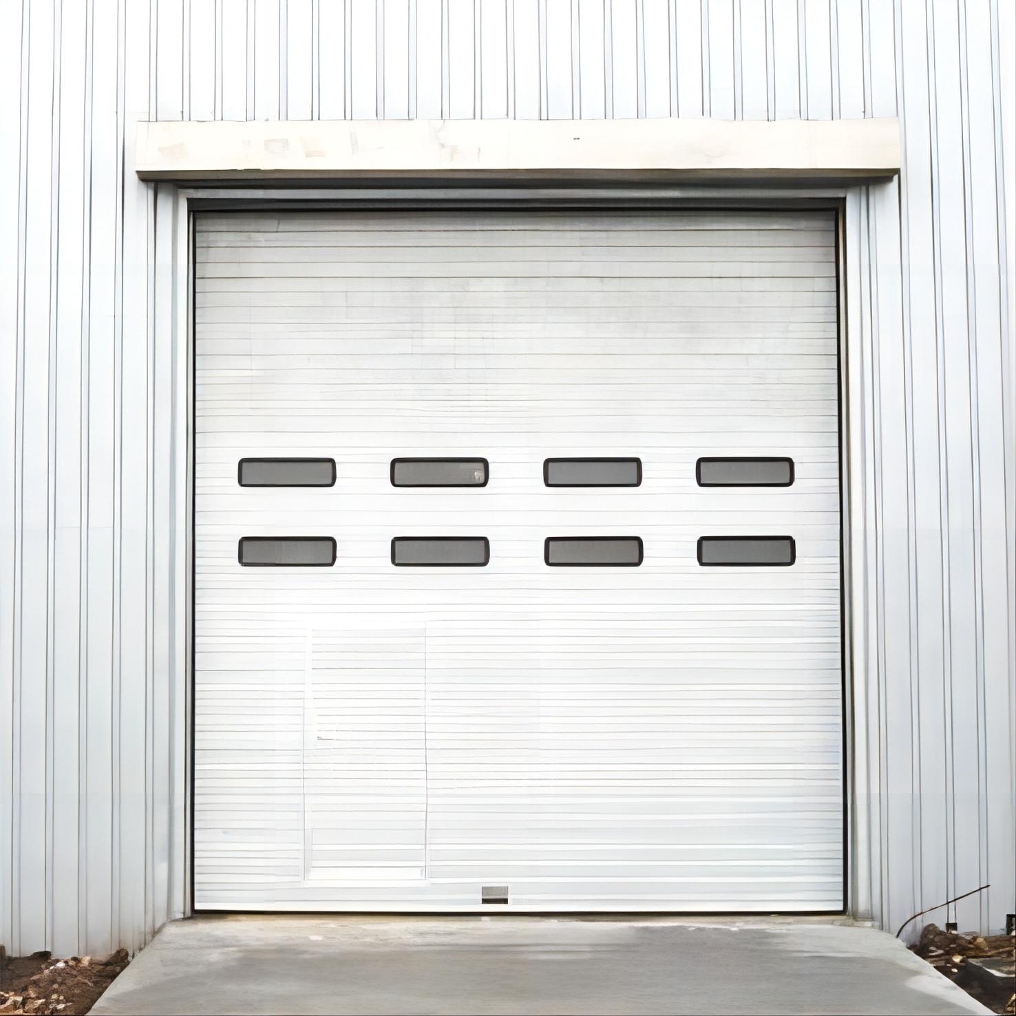 Industrial Workshop Garage Door Thermal Insulated Automatic Overhead Sectional Door with Finished Surface and Windproof Feature