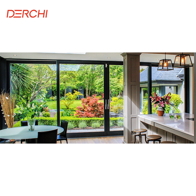 DERCHI Double Glazed Tempered Glass Floor to Ceiling windows and Sliding Doors for Balcony Patio Aluminium Terrace Sliding Door