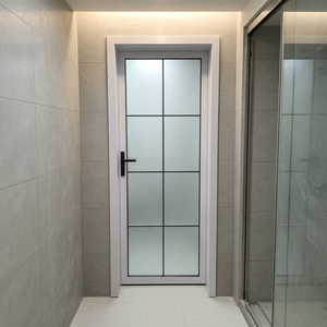 Custom Aluminum Framed Water Resistant Interior Swing Door Frosted Tempered Glass For Residential Commercial Space