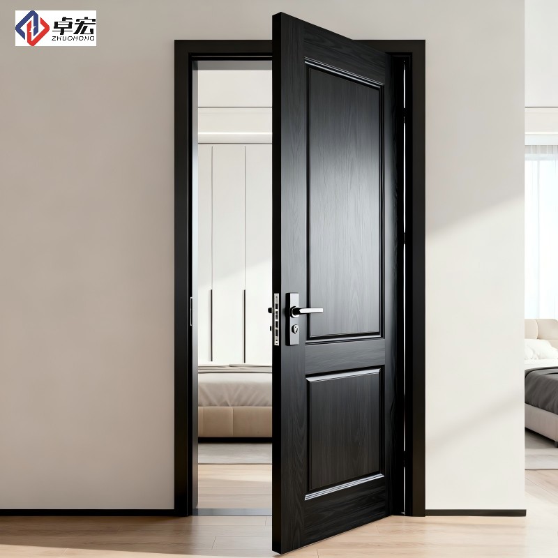Aluminum Alloy Wood Grain Interior Door for Bedroom and Dining Manual Opening Finished Surface China Export From Jiangxi