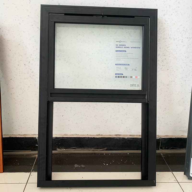 Modern Style Soundproof Ventilation Tempered Glass Aluminum Single Hung Window for Bathroom