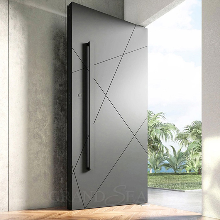 Grandsea Modern Entrance Armored Aluminum Pivot Door Exterior Large Security Front Double Entry Doors For Houses