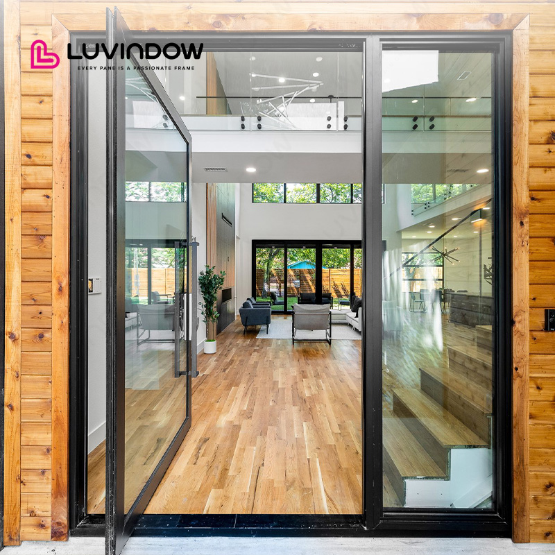Modern Aesthetic Long Term Durability Low Maintenance Thermal Break Aluminum Pivot Door For Luxury Villa Entrance