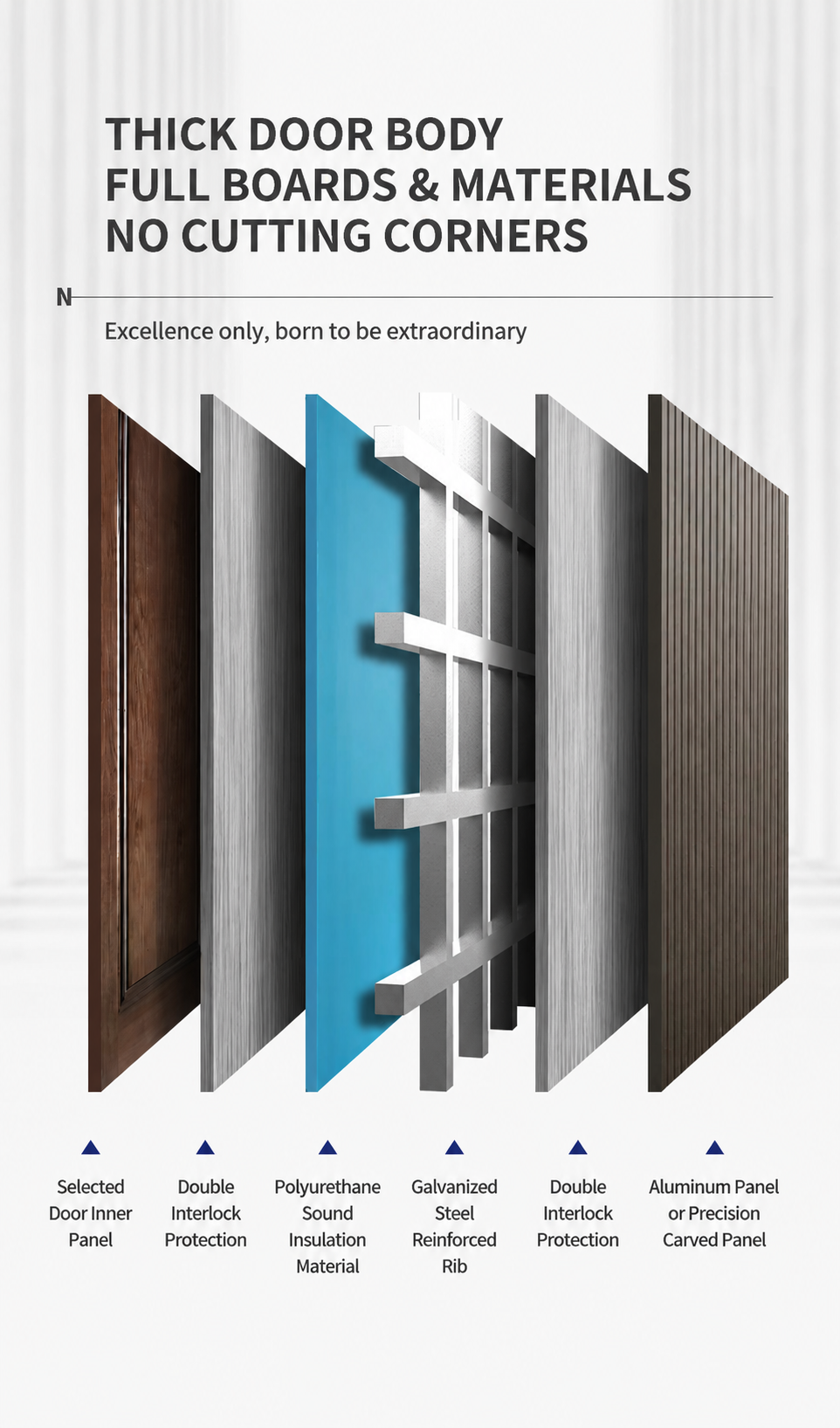 Modern Anti-Theft Swing Wood Grain Full Aluminum Entrance Door for Houses Apartments Hotels Villa Exterior Main Entry