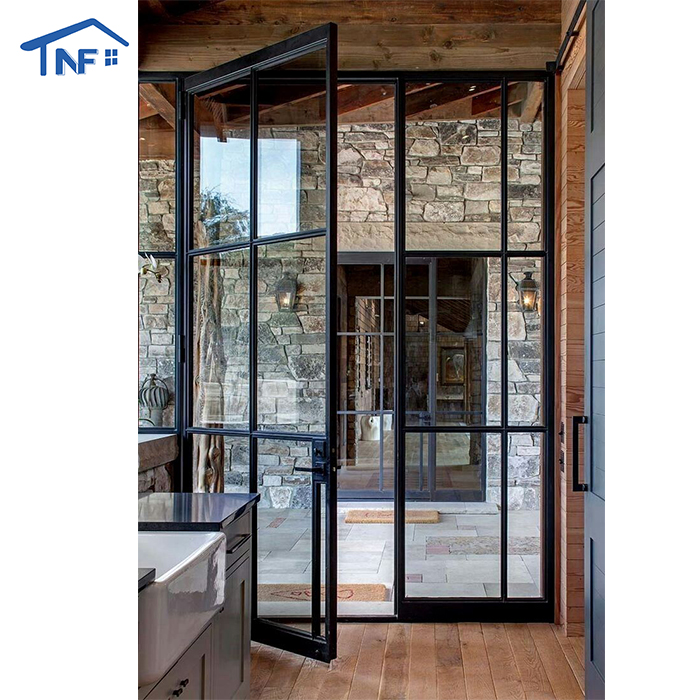 Custom Factory AS2047 NFRC Interior Aluminum Door Soundproof Entrance Low-e Double Tempered Glass Casement French Doors