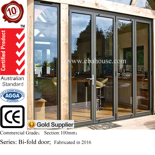 Aluminium Glass Folding Door Alfresco Stacking Bifold Door Comply with AS2047 Folding Glass Doors