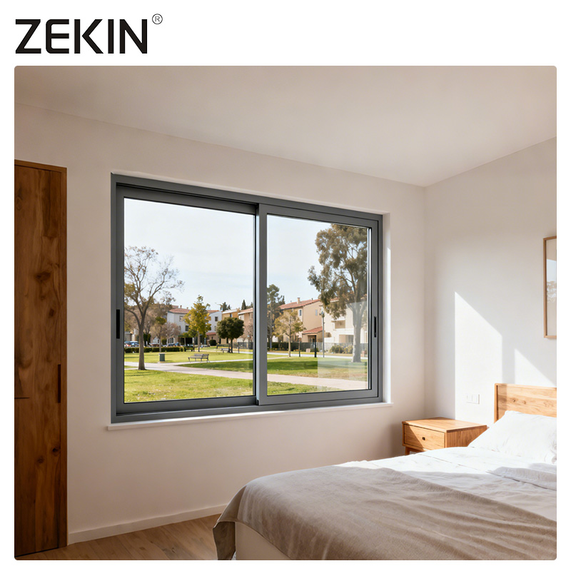 ZEKIN Hurricane Impact Double Glazed Profile Windows and Doors Frame Glass Aluminium Waterproof Black Sliding Window